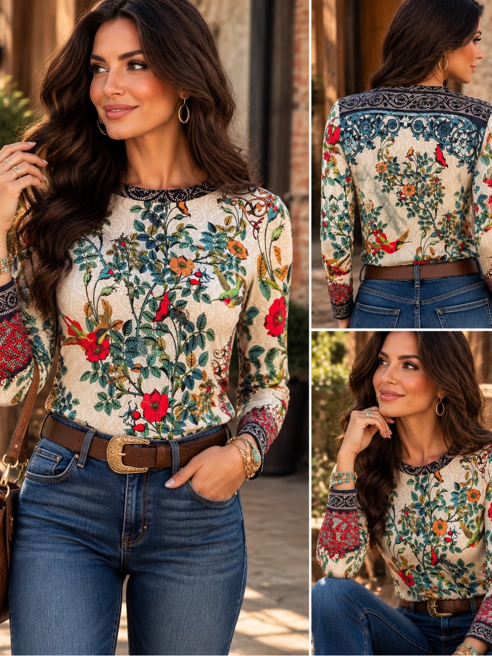 Johnny Was Evette Favorite Swing Tee XS • Hummingbird Floral Botanical Top